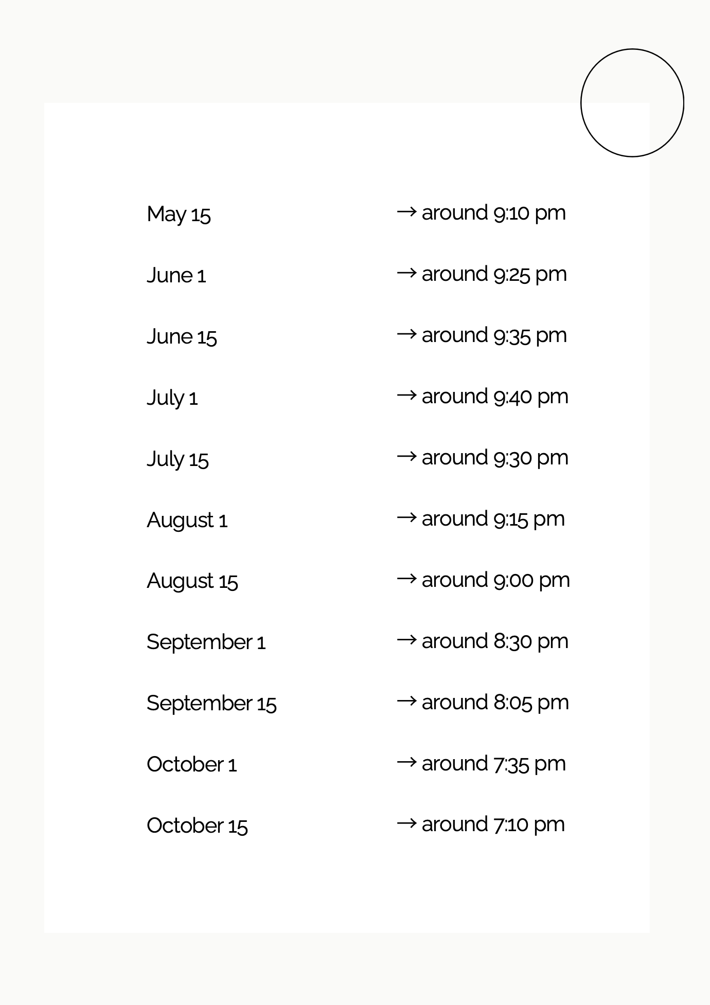 Seasonal sunset times in the South of France used to plan a wedding day timeline