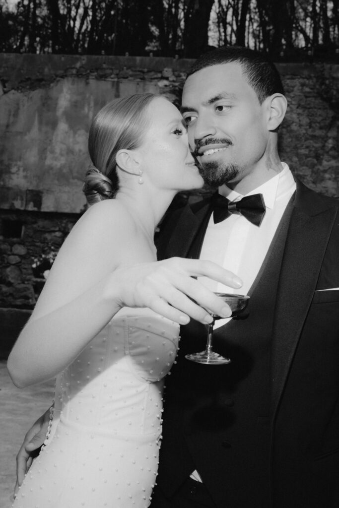 Candid moment during an editorial wedding near Toulouse