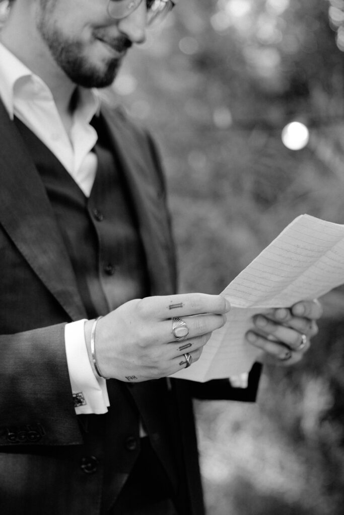 intimate moment before wedding ceremony in Provence