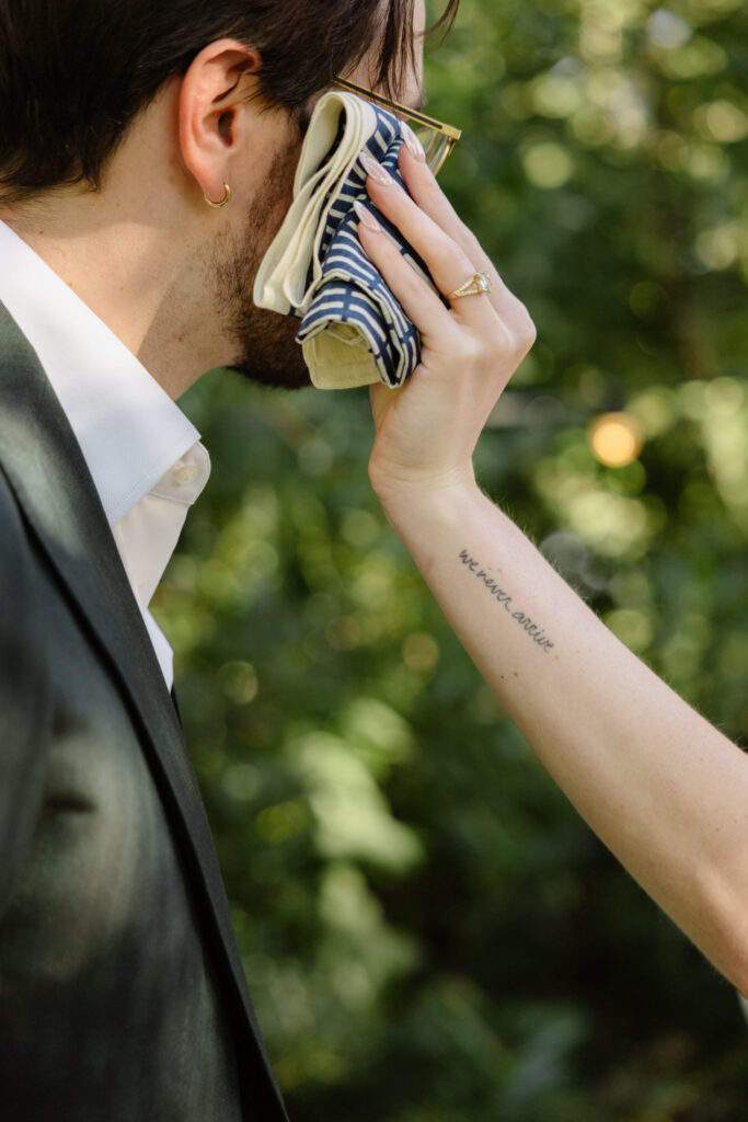 intimate moment before wedding ceremony in Provence