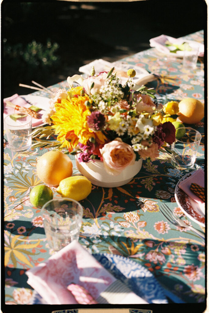 intimate wedding dinner details in the south of France on 35mm