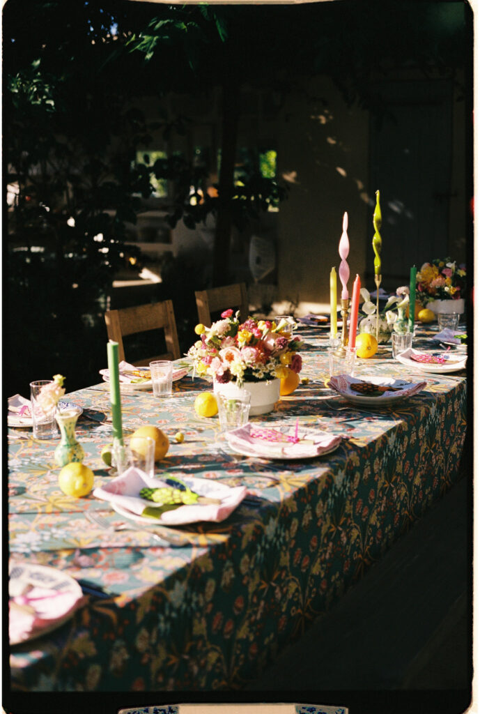 intimate wedding dinner atmosphere in the south of France on 35mm