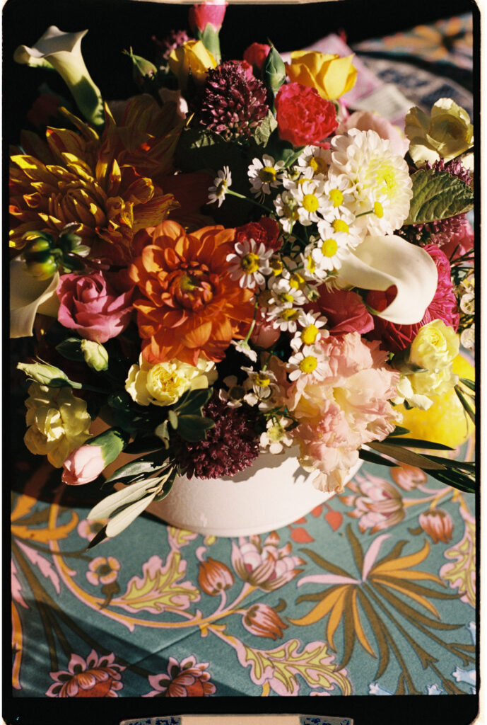 intimate wedding dinner details in the south of France on 35mm