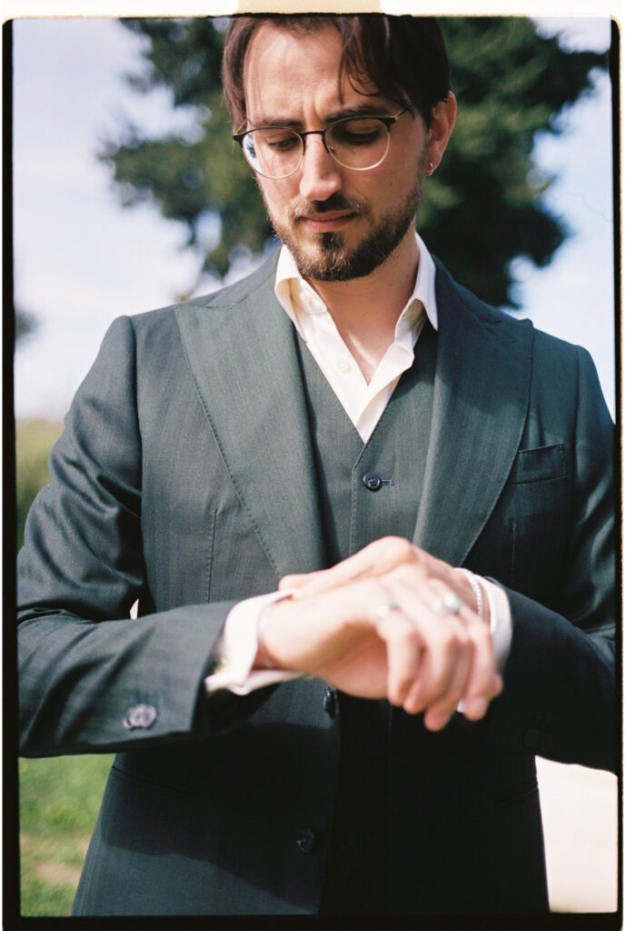 groom portrait on 35mm film in Avignon Provence